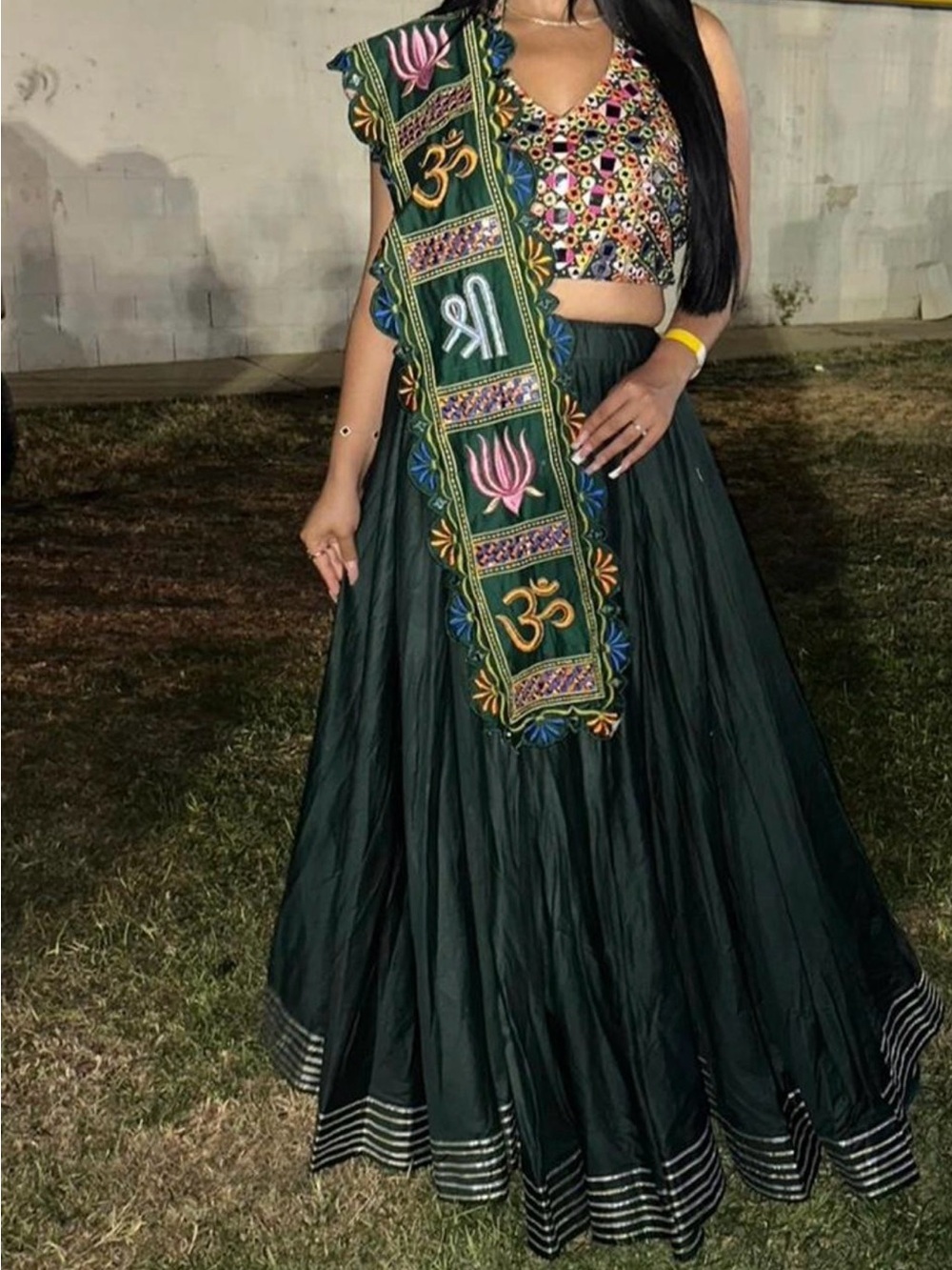 Dark Green Navratri style set - Lehenga